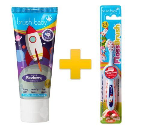 Комплект Brush-Baby FlossBrush (паста Ракета + щетка Ракета 3-6 лет) bb50 фото