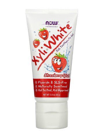 NOW Foods, XyliWhite, зубна паста-гель для дітей, без фторидів, полуничний смак, 85 г nf1 фото
