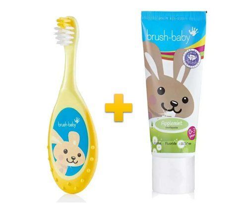 Комплект Brush-Baby FlossBrush (щетка FlossBrush (желтая) +паста Applemint 50мл) bb33 фото