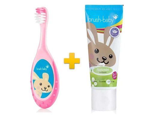 Комплект Brush-Baby FlossBrush (щетка FlossBrush (розовая) +паста Applemint 50мл) bb34 фото