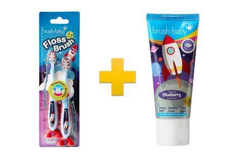 Комплект Brush-Baby FlossBrush (паста Ракета + щітка Ракета 3-6 років 2 шт.) bb103 фото